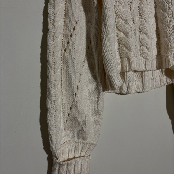 Free People cropped cotton cable knit sweater in ivory - Picture 10 of 14